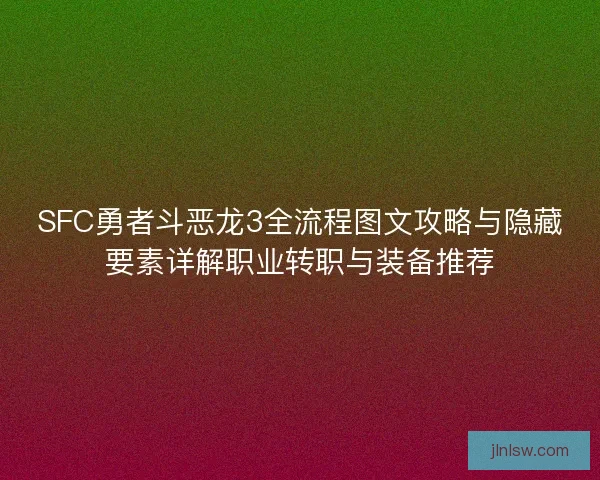 SFC勇者斗恶龙3全流程图文攻略与隐藏要素详解职业转职与装备推荐