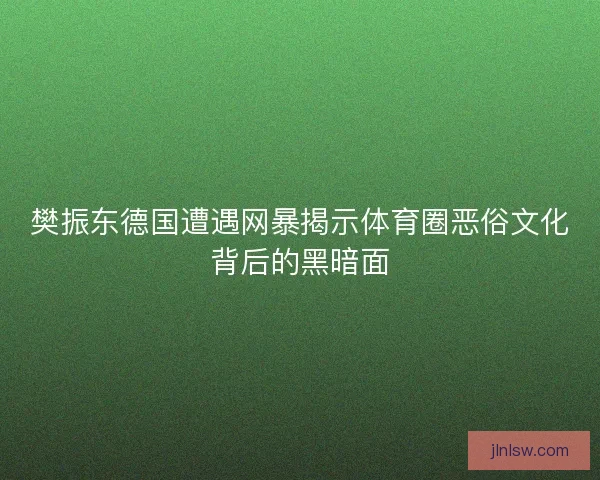 樊振东德国遭遇网暴揭示体育圈恶俗文化背后的黑暗面