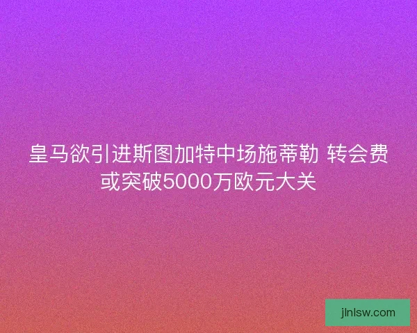 皇马欲引进斯图加特中场施蒂勒 转会费或突破5000万欧元大关